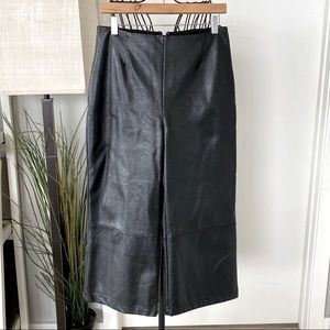 Guess Cropped Black Wide-Leg Faux Leather Pants
